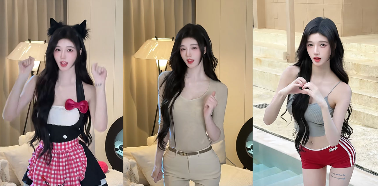 抖音两百万粉网红女神【林霸天】AI脱衣视频，左屏清纯美艳右屏性感妖娆画面极具反差感